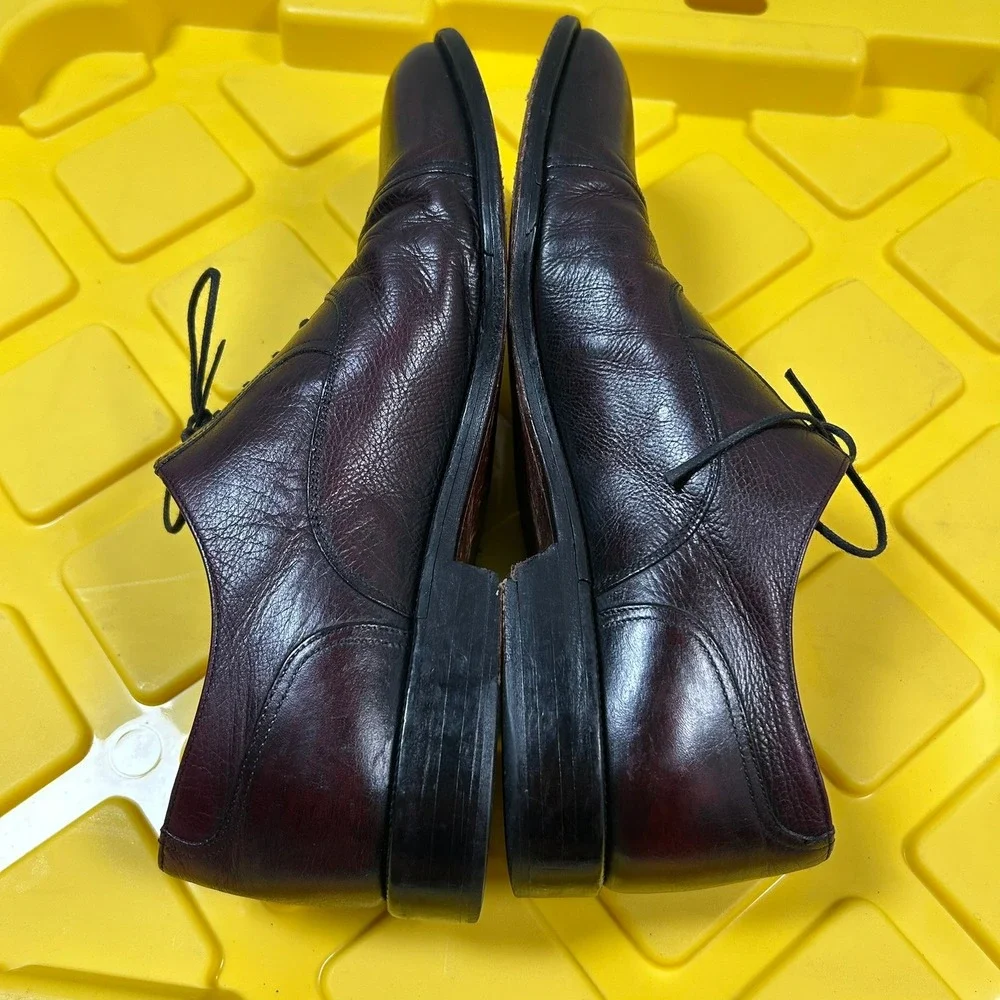 Magnanni Oxford Shoes 9 D Burgundy Pebbled Leather Cap Toe 5509 Made in Spain